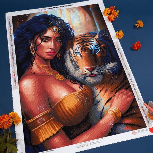 a goddess and her tiger diamond art painting 43584534347969