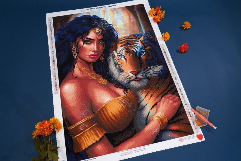 a goddess and her tiger diamond art painting 43584534347969