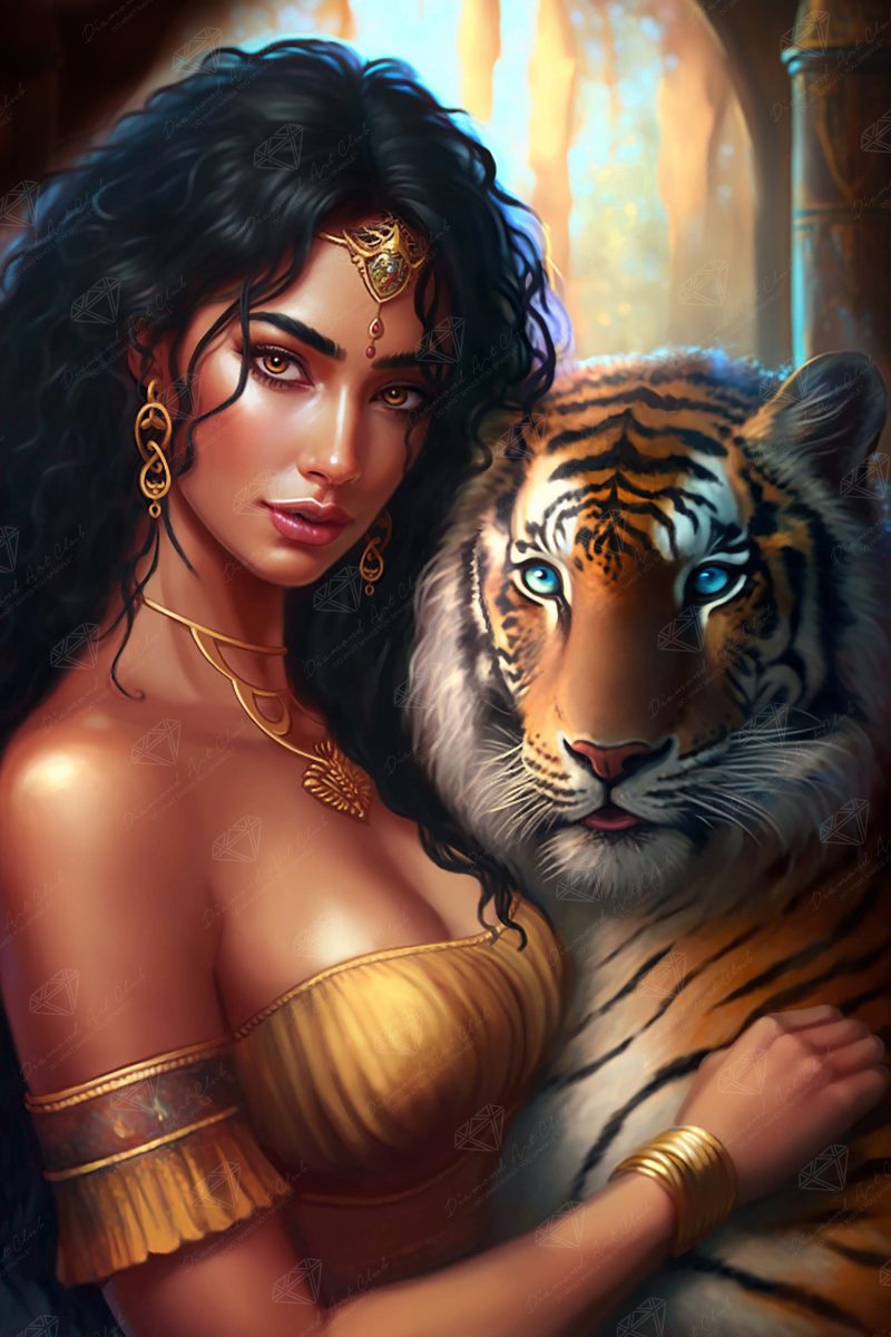 a goddess and her tiger diamond art painting 43640325603521