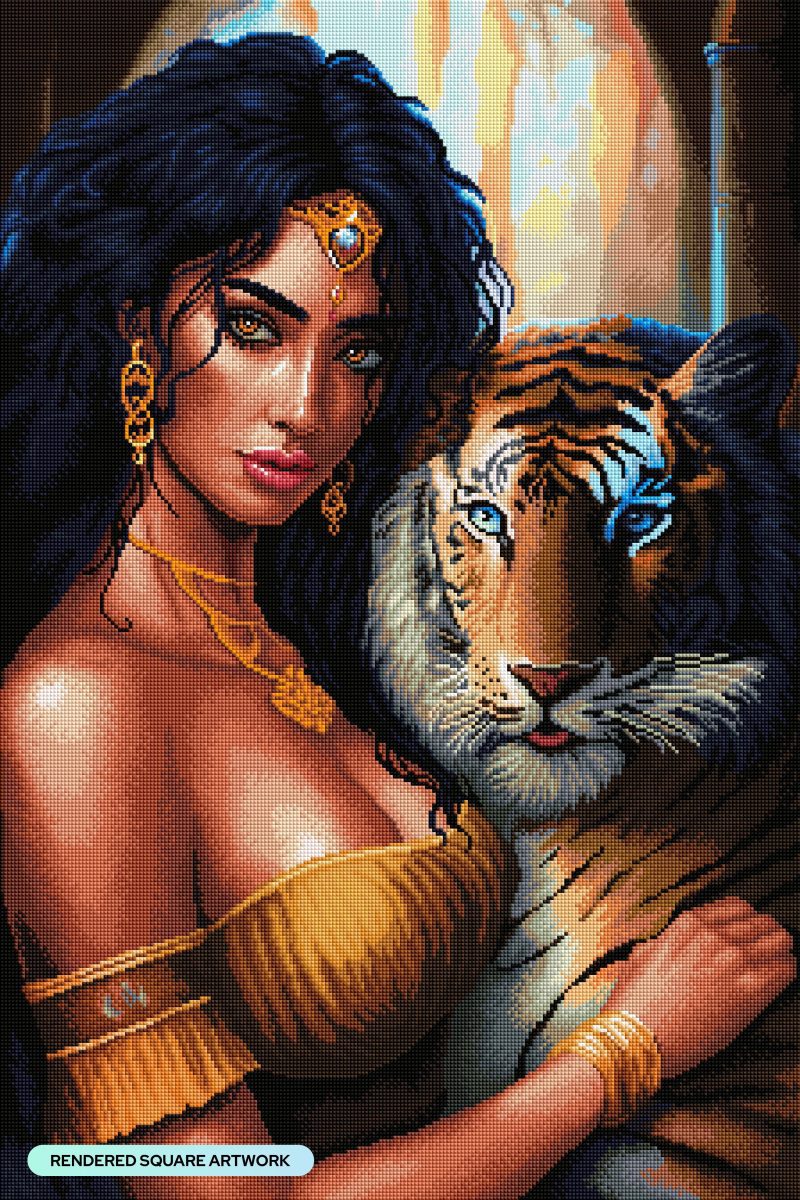 a goddess and her tiger diamond art painting 43640325734593