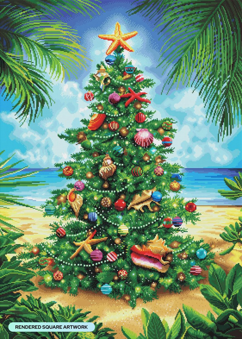 beach christmas tree diamond art painting 45997143228609