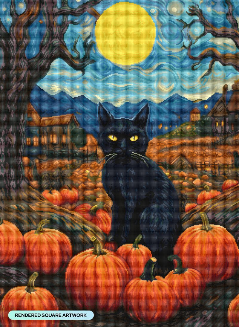 black cat midnight diamond art painting 46154480648385