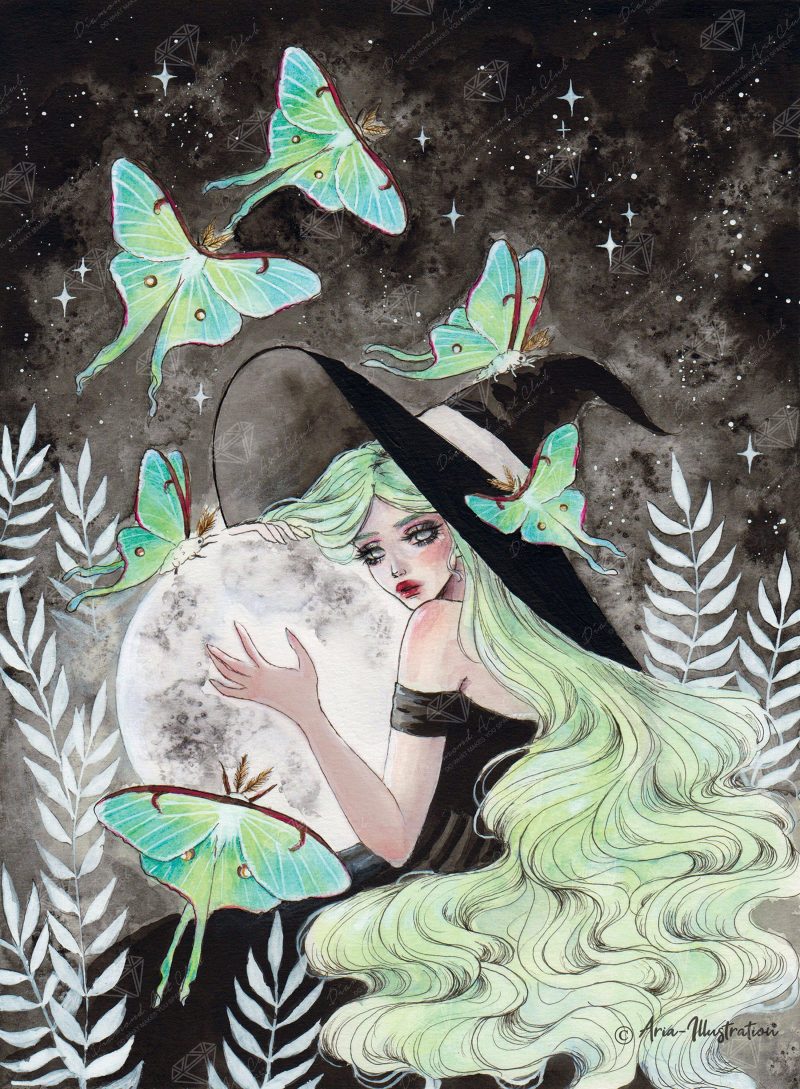 luna moth witch diamond art painting 34107517927617