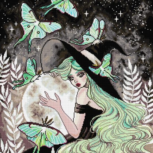 luna moth witch diamond art painting 34107517960385