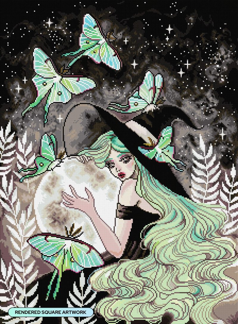 luna moth witch diamond art painting 34107517960385