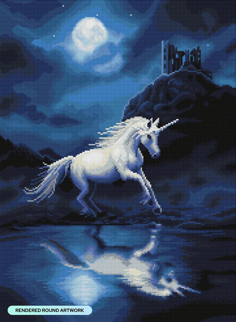 moonlight unicorn diamond art painting 34102580543681