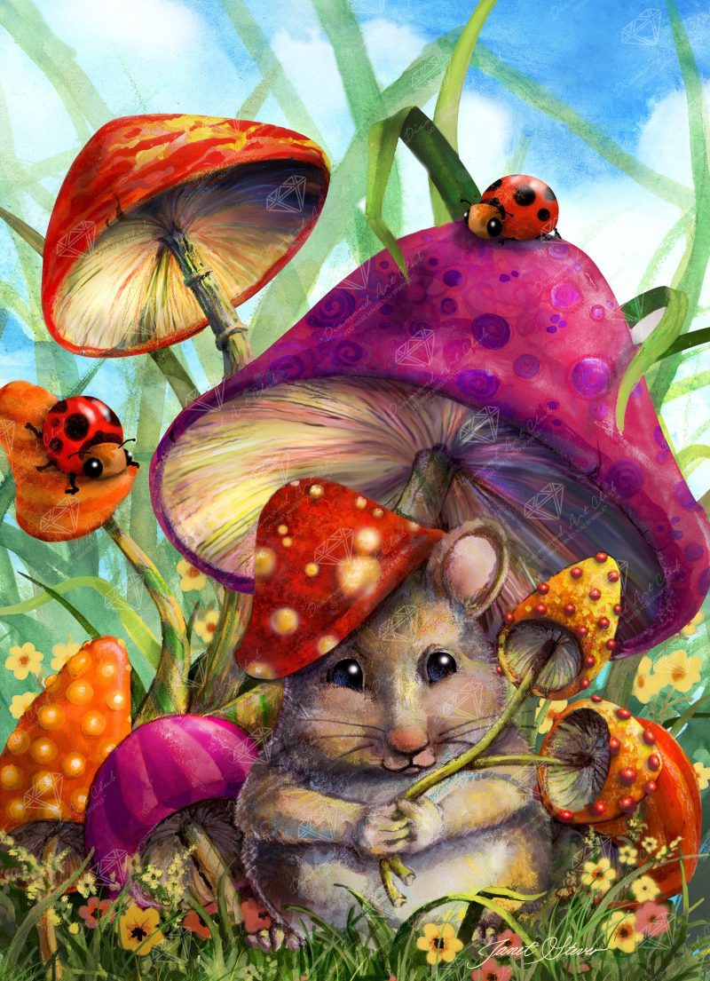 mushroom mousie diamond art painting 46249457418433