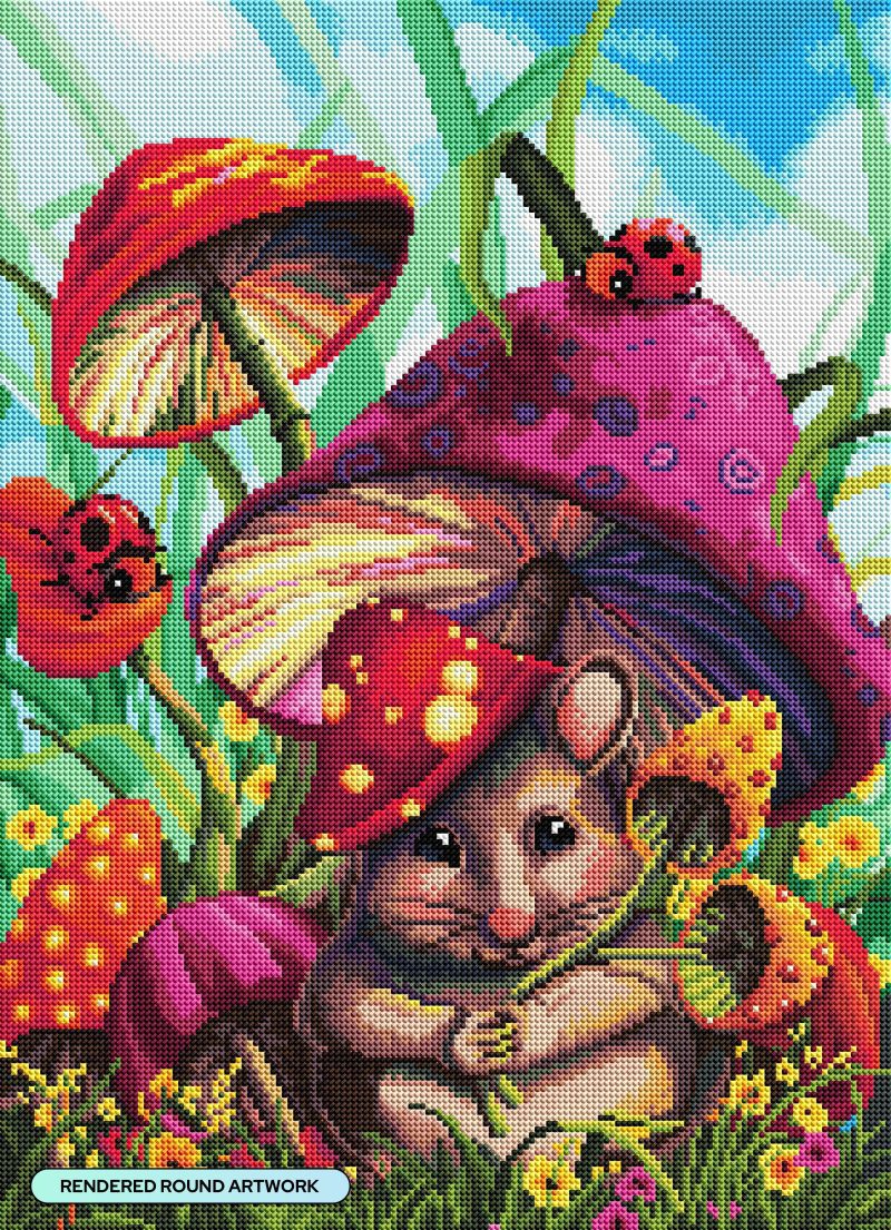 mushroom mousie diamond art painting 46249457451201