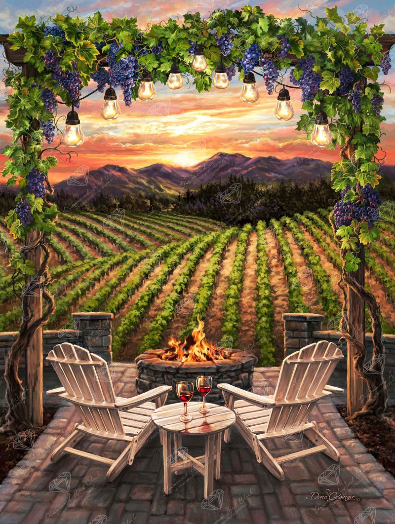 wine at sunset diamond art painting 44302519992513