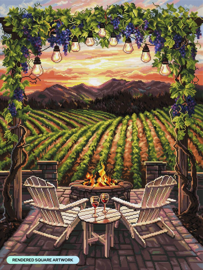 wine at sunset diamond art painting 44302520025281