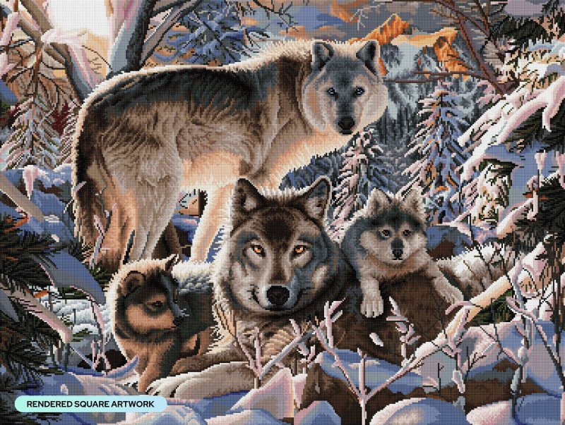 winter wolf family diamond art painting 34406955155649